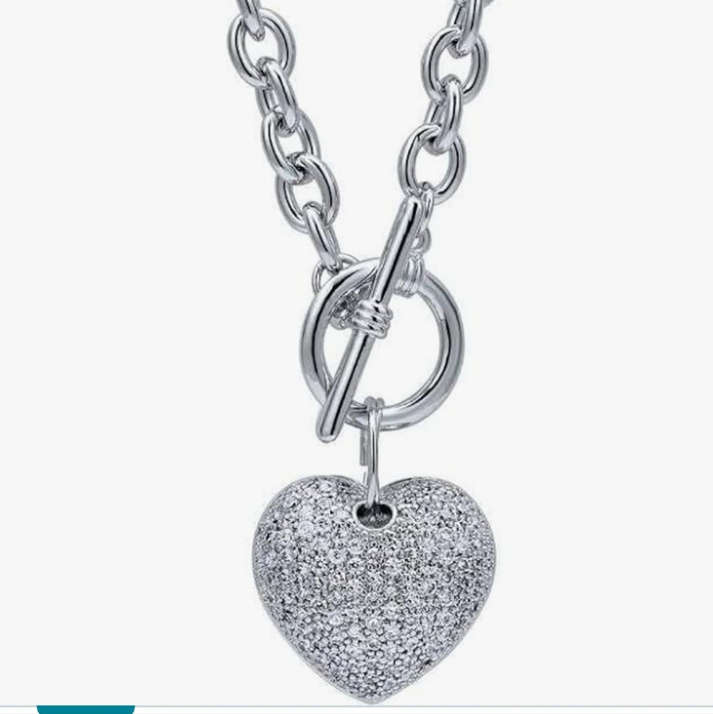 HeartToggle Necklace with CZ Stones